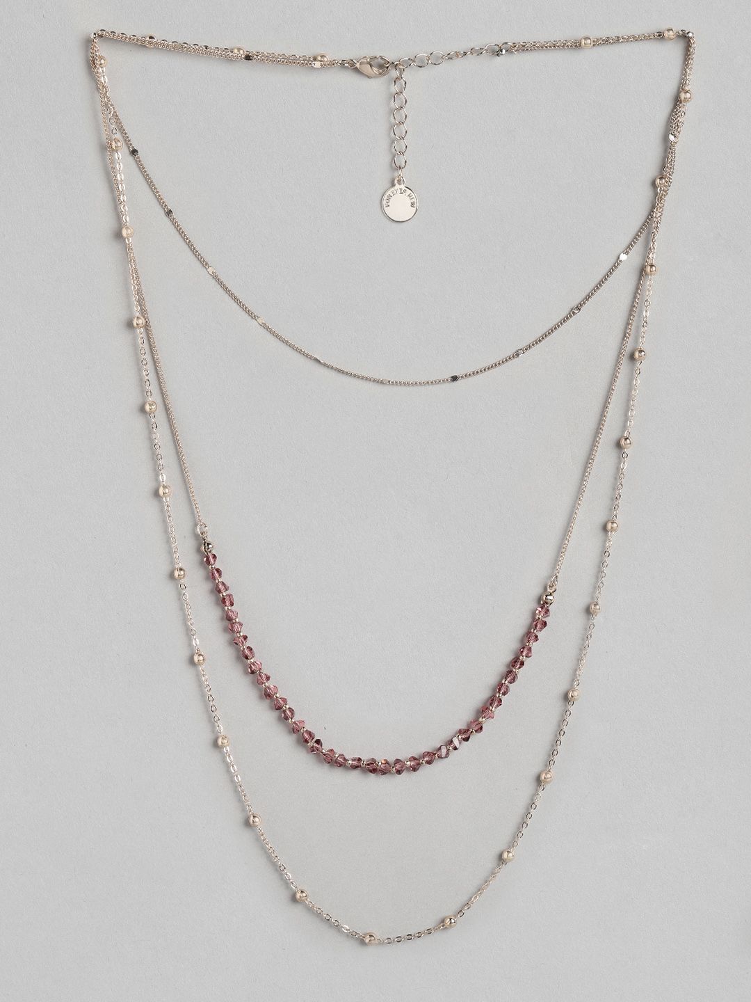 Forever New Gold-Toned & Burgundy Gold-Plated Layered Necklace Price in India