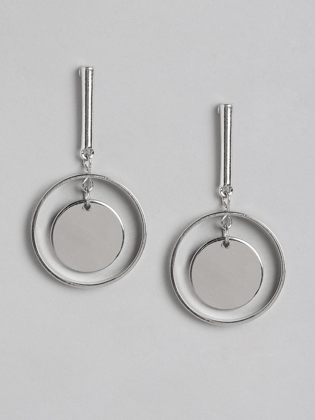 Forever New Silver-Plated Marley Disc  & Hoop Earring Price in India