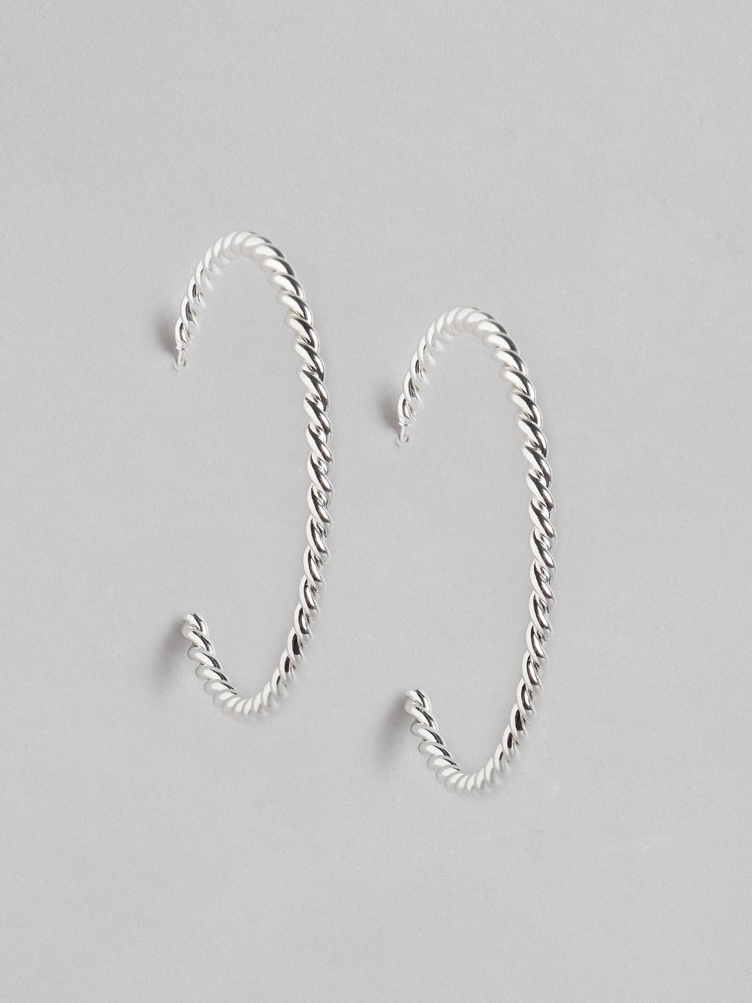 Forever New Silver-Plated Circular Half Hoop Earrings Price in India