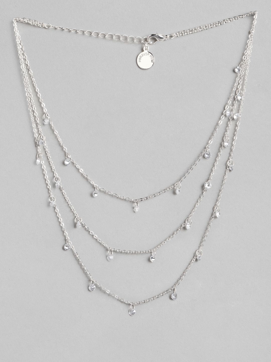 Forever New Silver-Toned Silver-Plated Layered Necklace Price in India