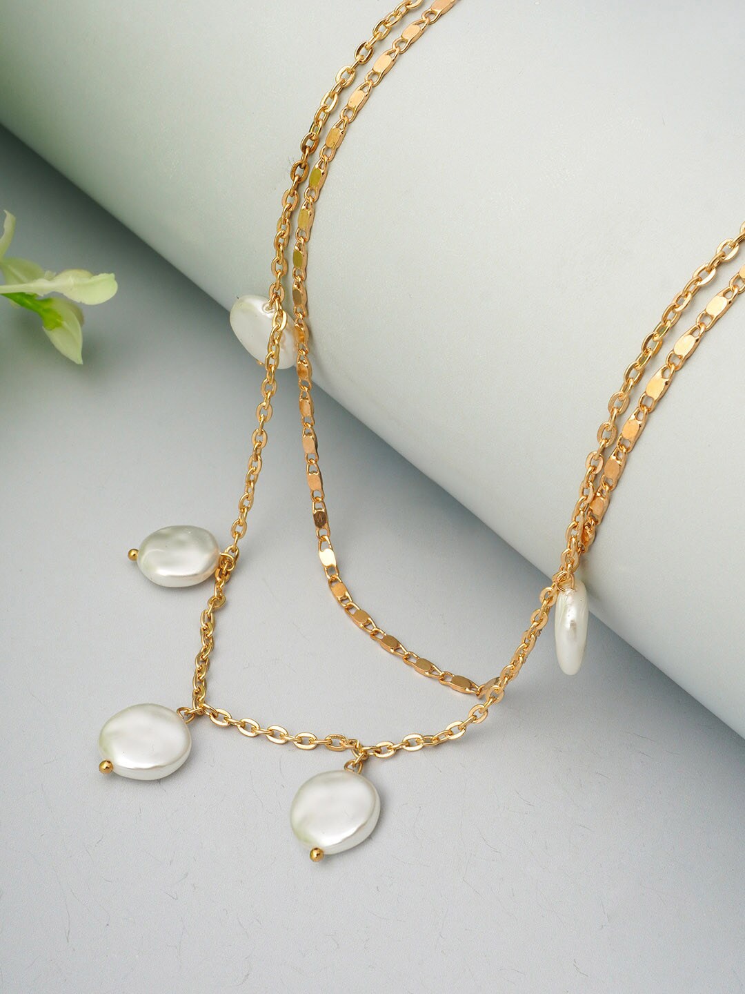 Ferosh White Gold-Plated Metal Layered Necklace Price in India