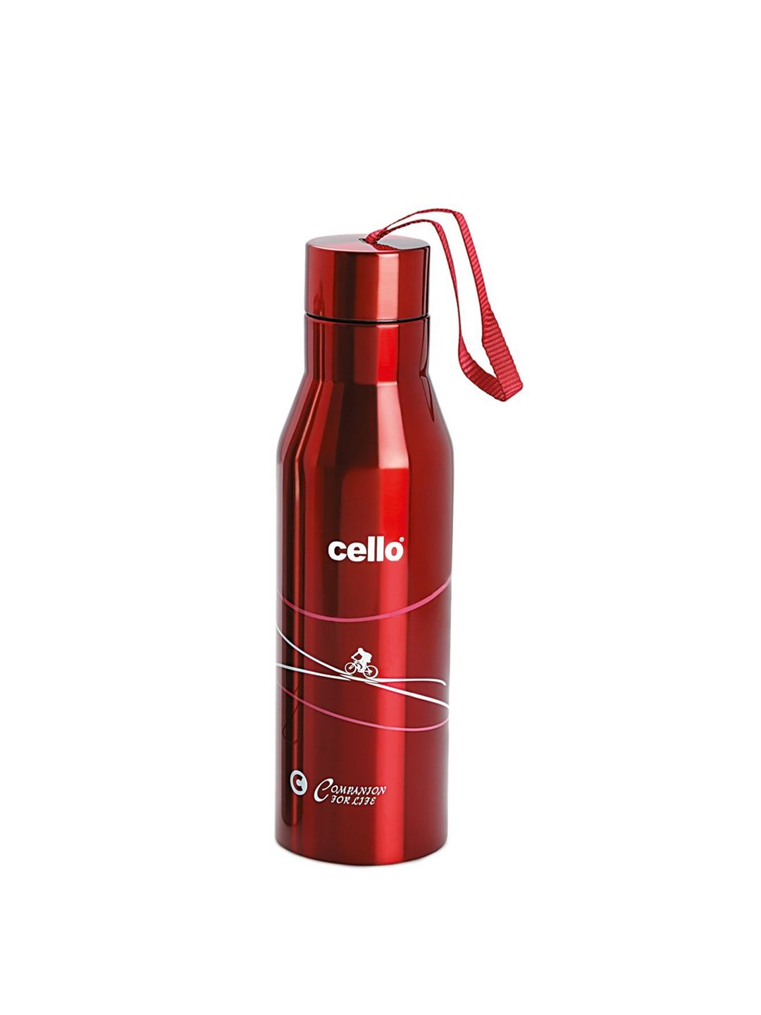 Cello Red & White Printed Stainless Steel Water Bottle 750 ml Price in India