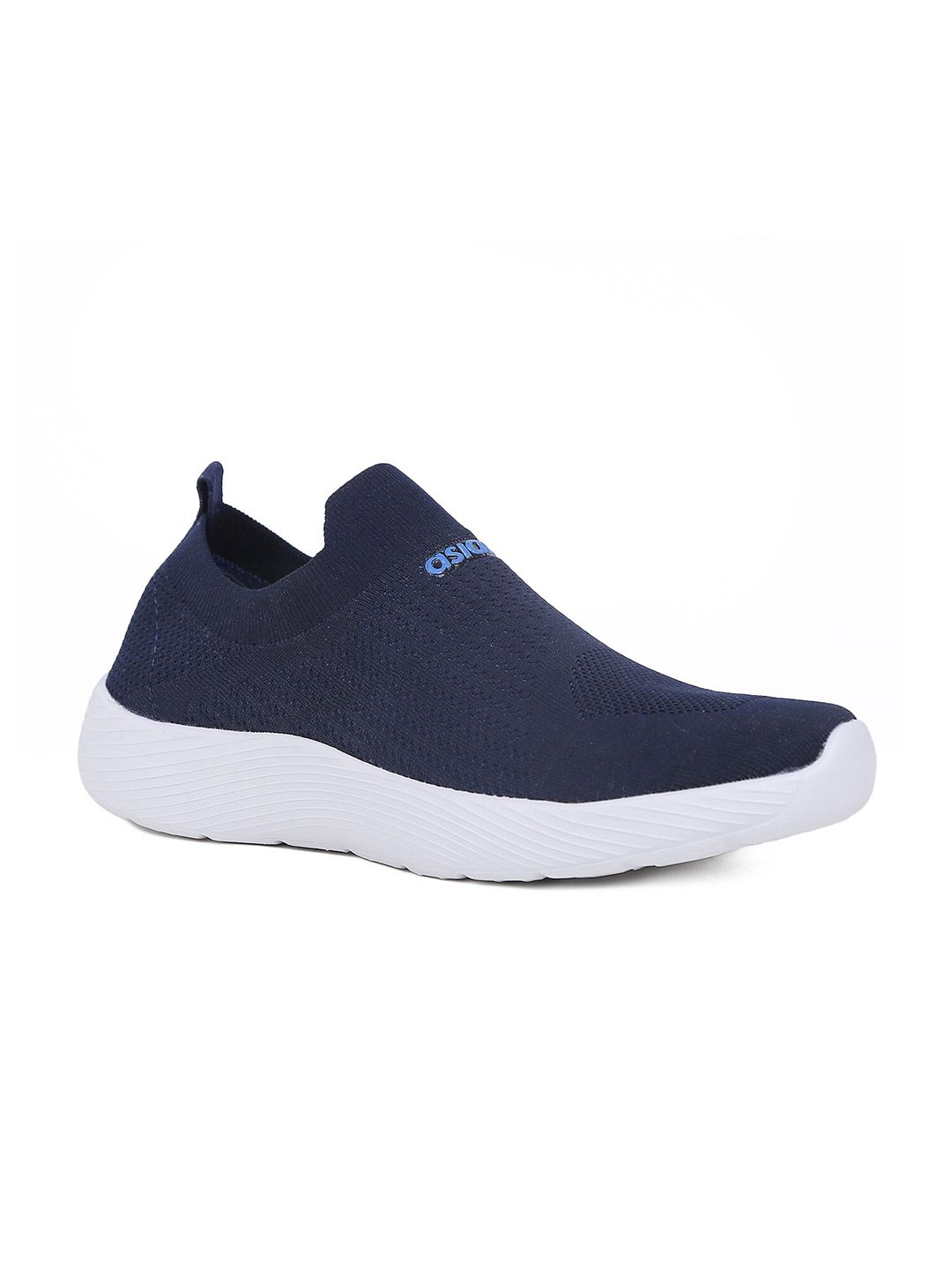 ASIAN Men Navy Blue & White Woven Design Slip-On Walking Shoes