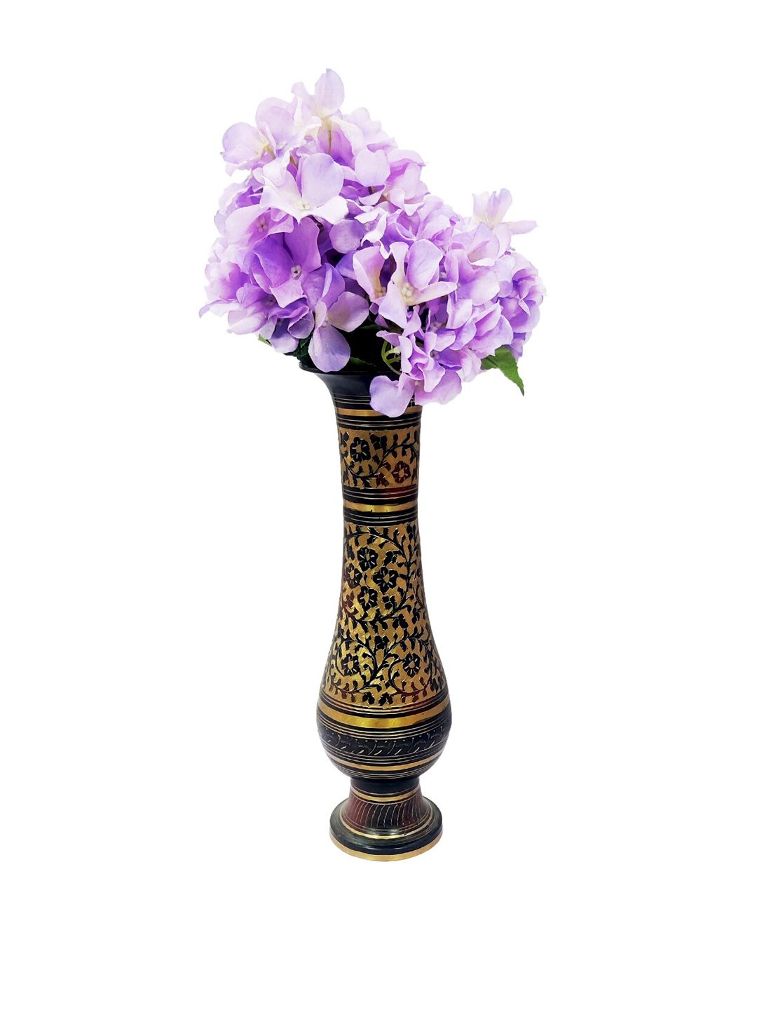 WENS Black Brass Flower Vase With Nakkashi Work Price in India