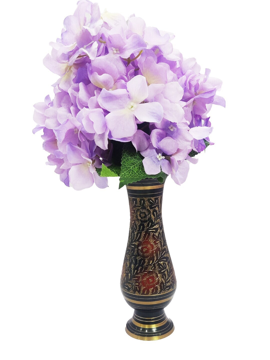 WENS Black & Gold Toned Flower Vase with  Nakkashi Work Price in India
