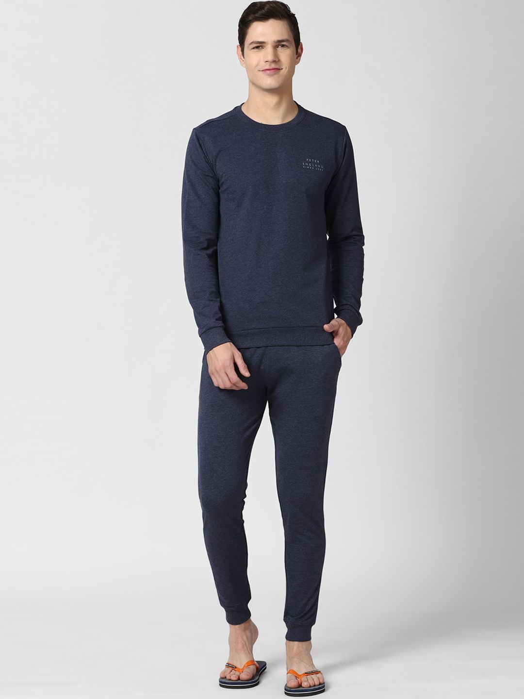 Peter England Men Navy Blue Solid Night Suit