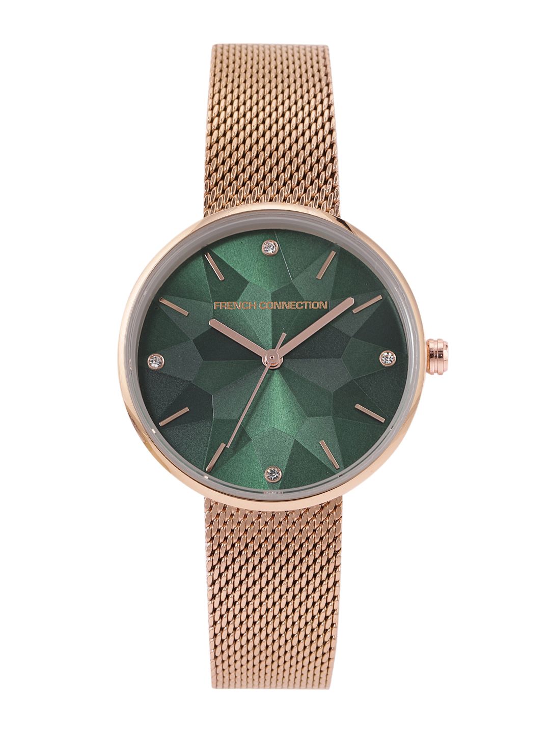 French Connection Women Green Patterned Dial Stainless Steel Bracelet Style Analogue Watch Price in India