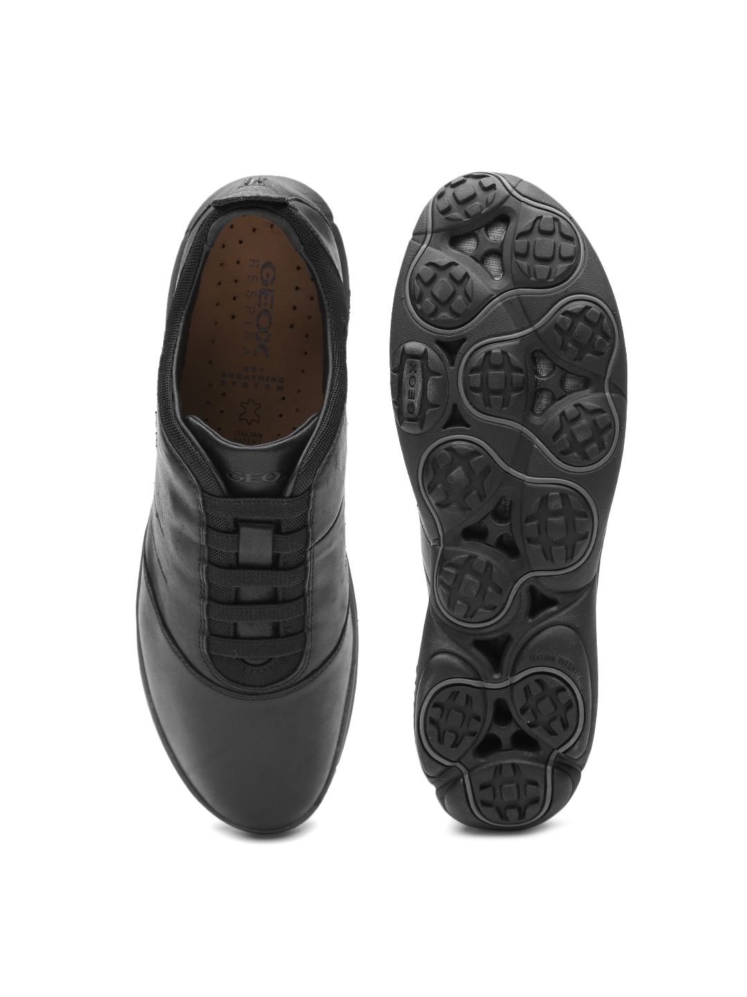 Buy Geox Respira Men Black Italian Leather Slip-On Sneakers  display picture 3