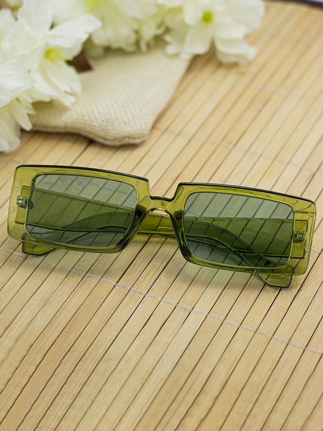 Bellofox Unisex Green Lens & Green Rectangle Sunglasses Price in India