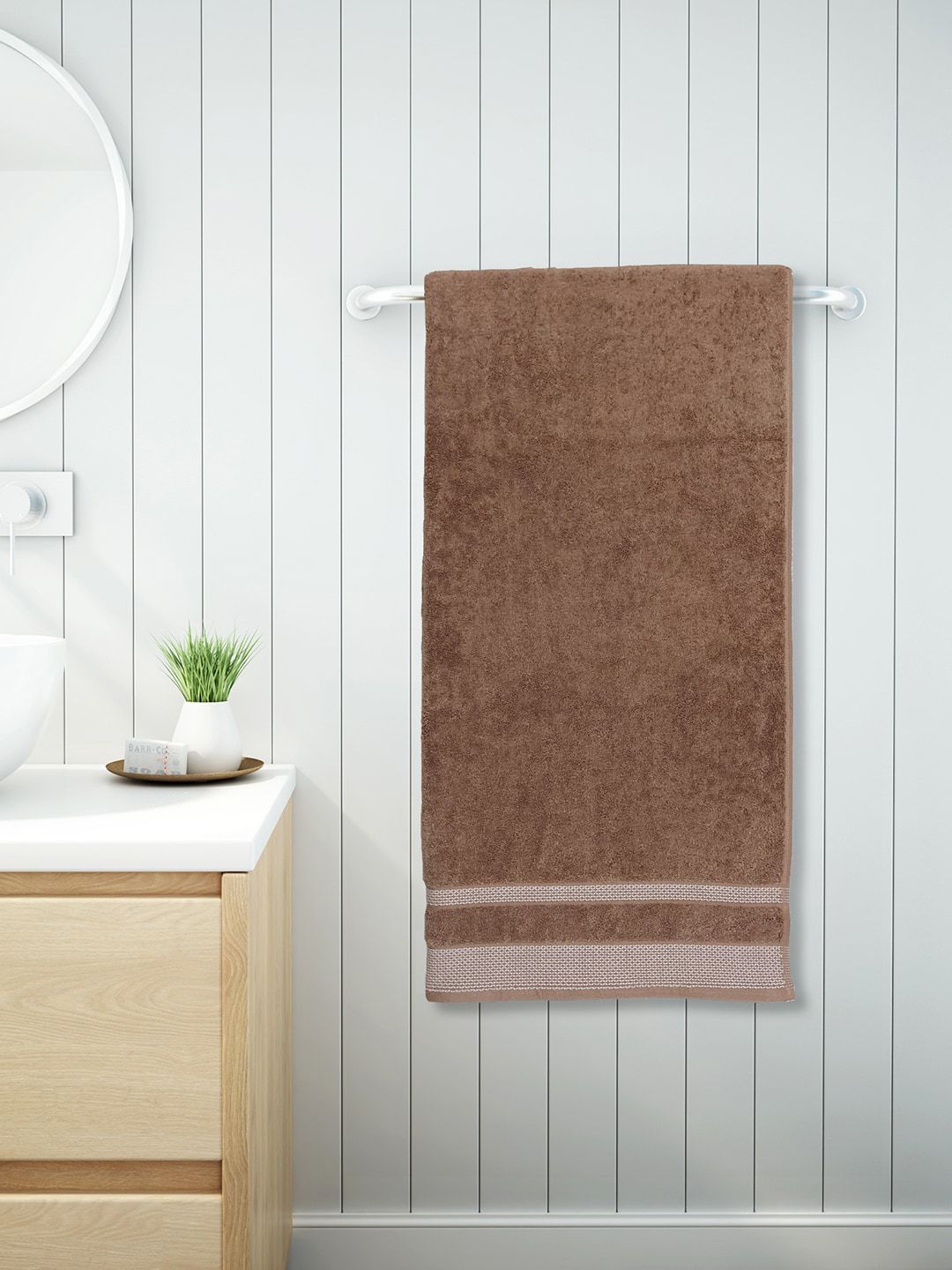 SPACES SPACES Unisex Brown Solid Pure Cotton Bath Towels