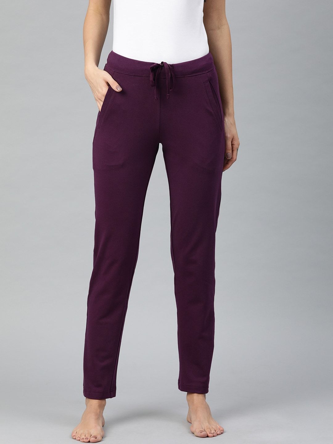 Van Heusen Women Purple Solid Lounge Pants Price in India