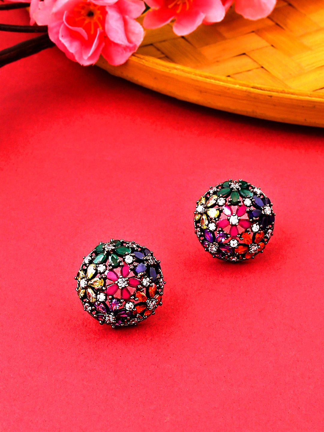 Yellow Chimes Multicoloured Contemporary Studs Earrings Price in India