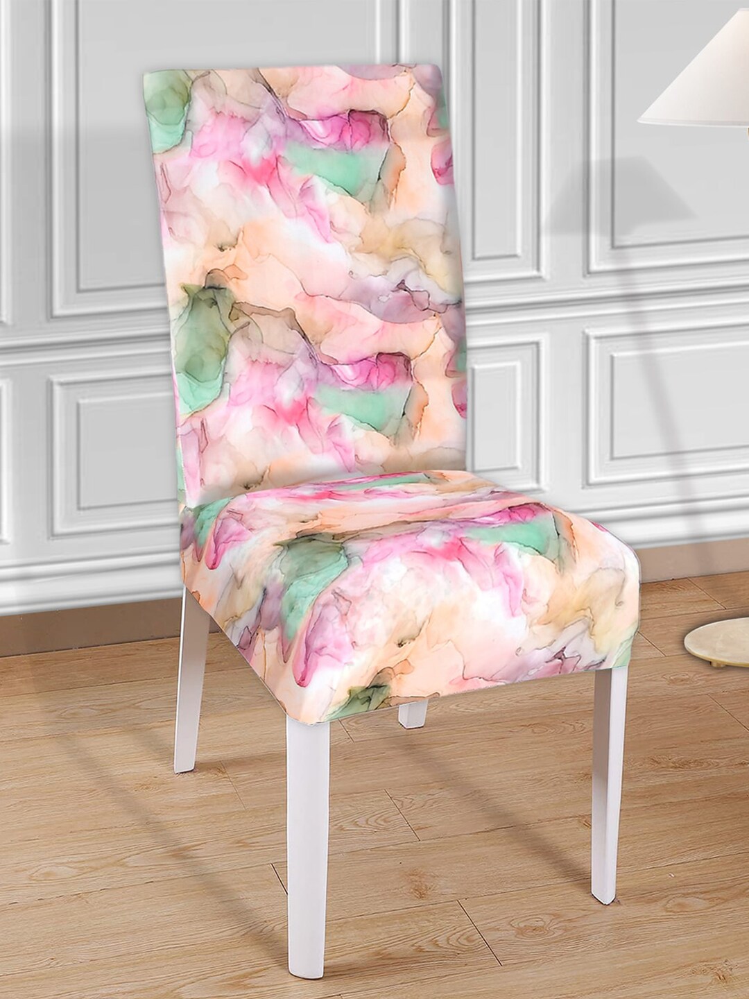 Kuber Industries Set Of 2 Pink Trippy Printed Elastic Stretchable Chair Cover Price in India