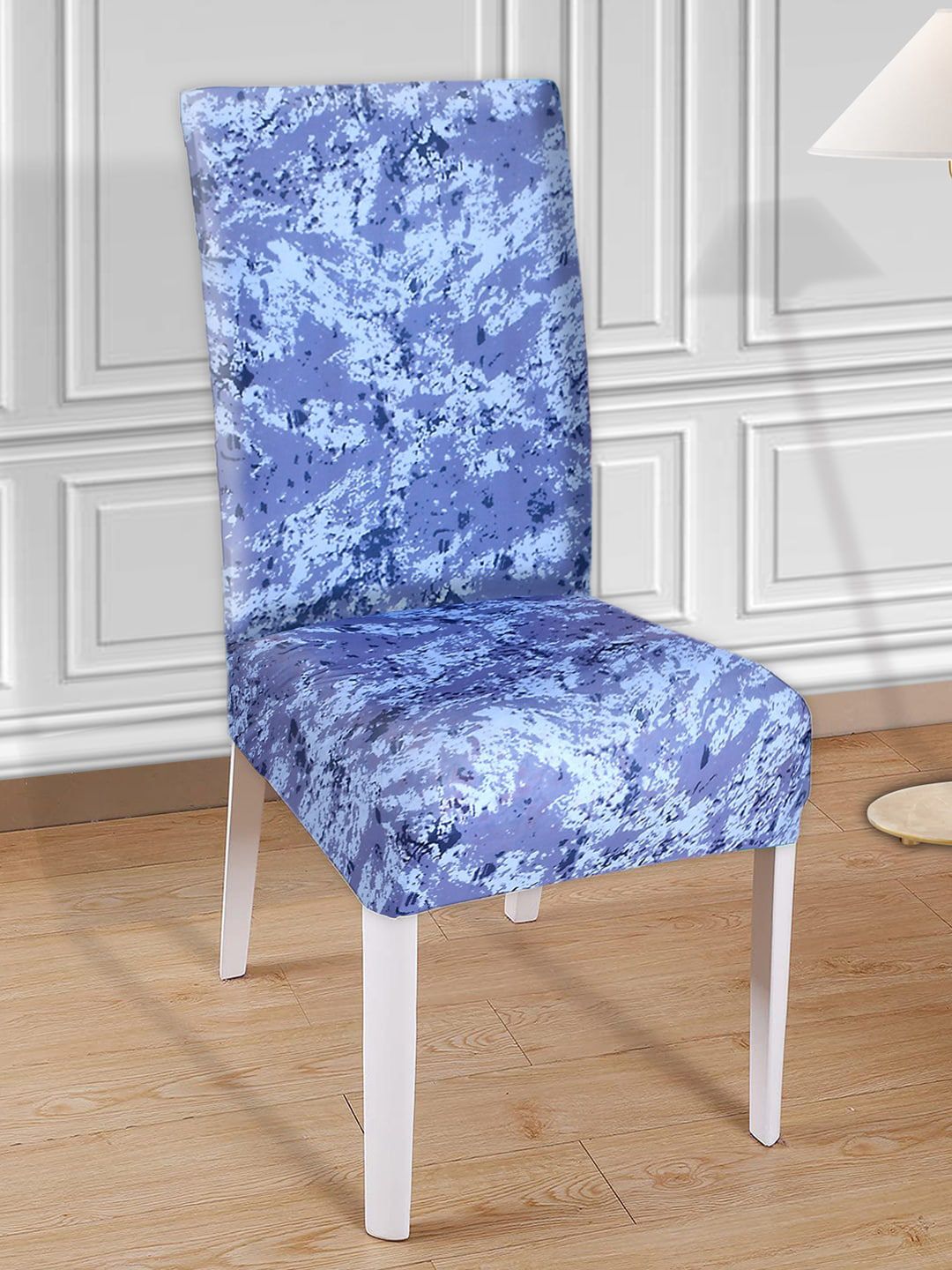 Kuber Industries Set of 4 Blue printed Chair covers Price in India