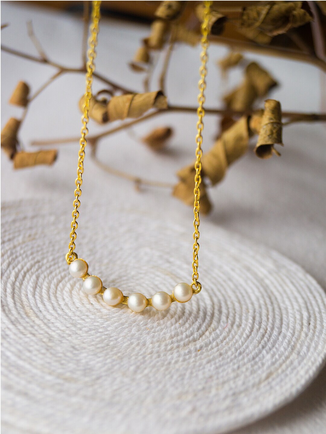 MANNASH Gold-Plated & Off White 925 Sterling Silver Chain Price in India