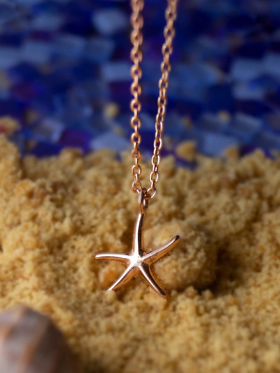 MANNASH 925 Sterling Silver Star Fish Rose Gold-Plated Chain Price in India