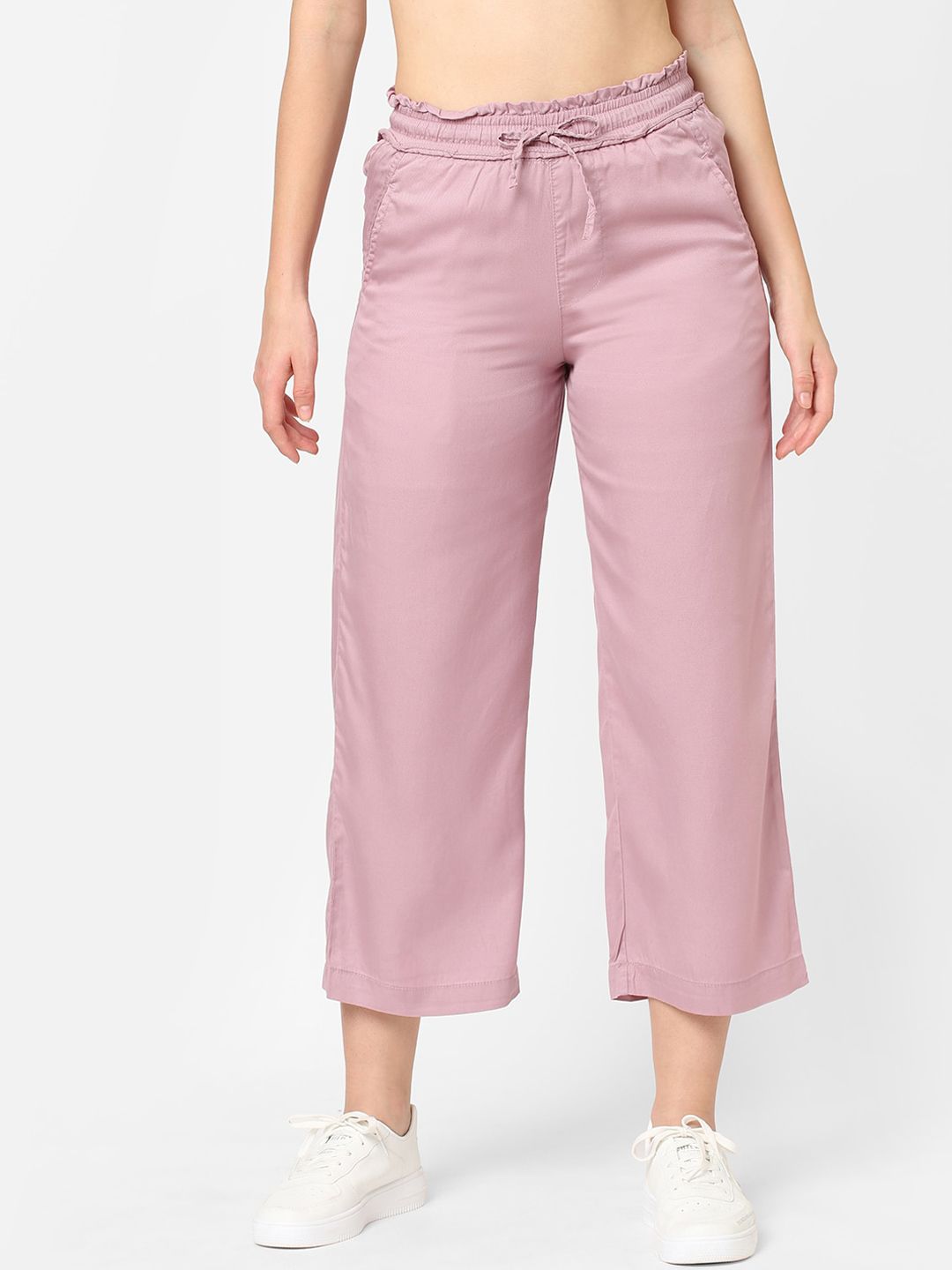 Kraus Jeans Women Pink Loose Fit High-Rise Trousers Price in India
