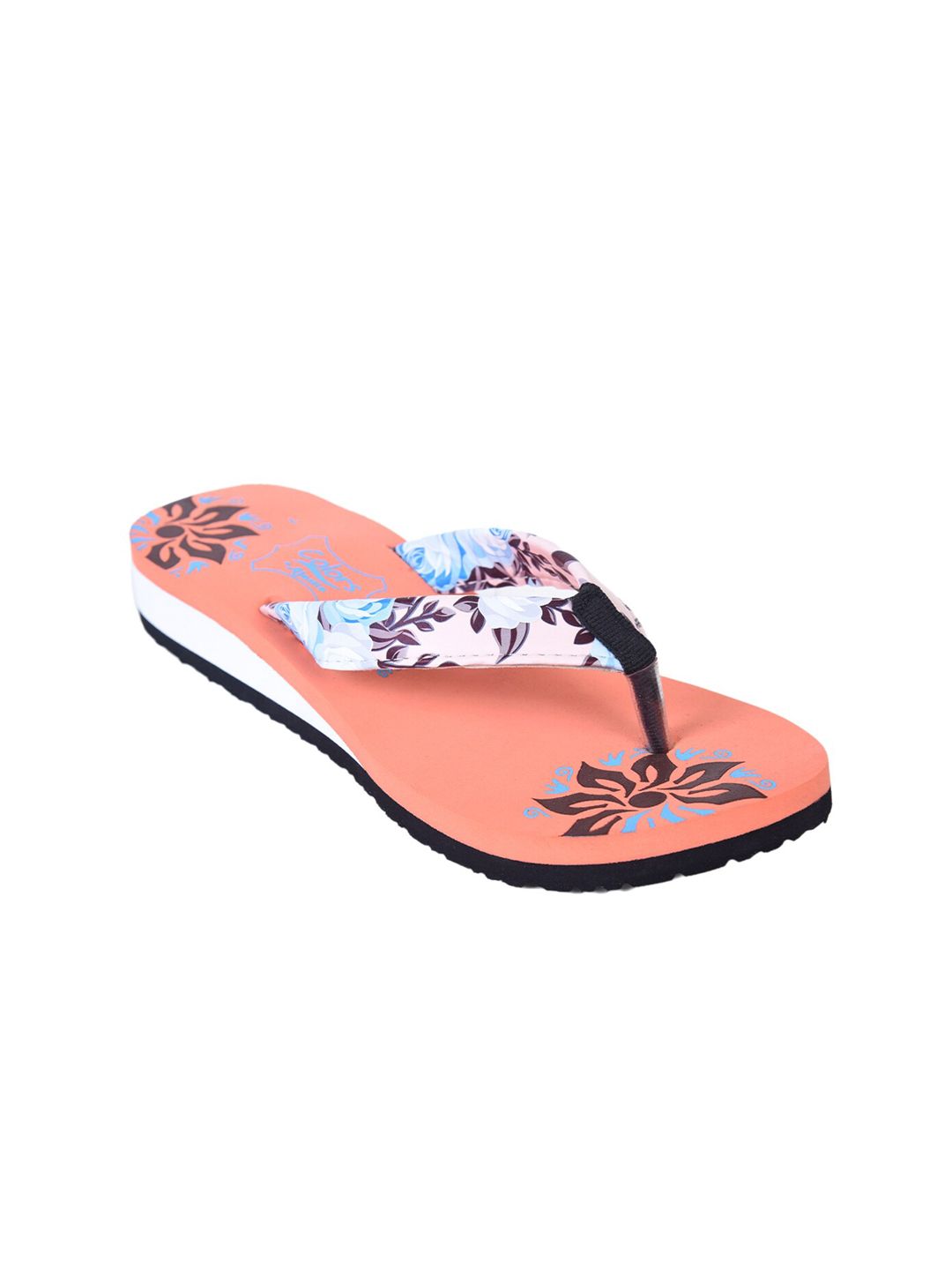 Ajanta Women Peach & White Printed Thong Flip-Flops Price in India