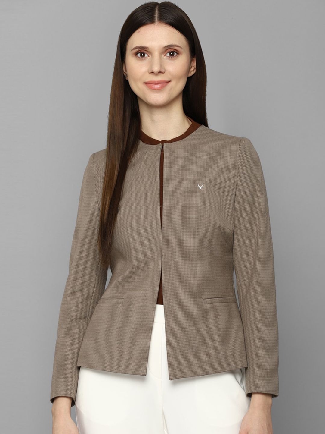 Allen Solly Woman Brown Self Design Blazer Price in India