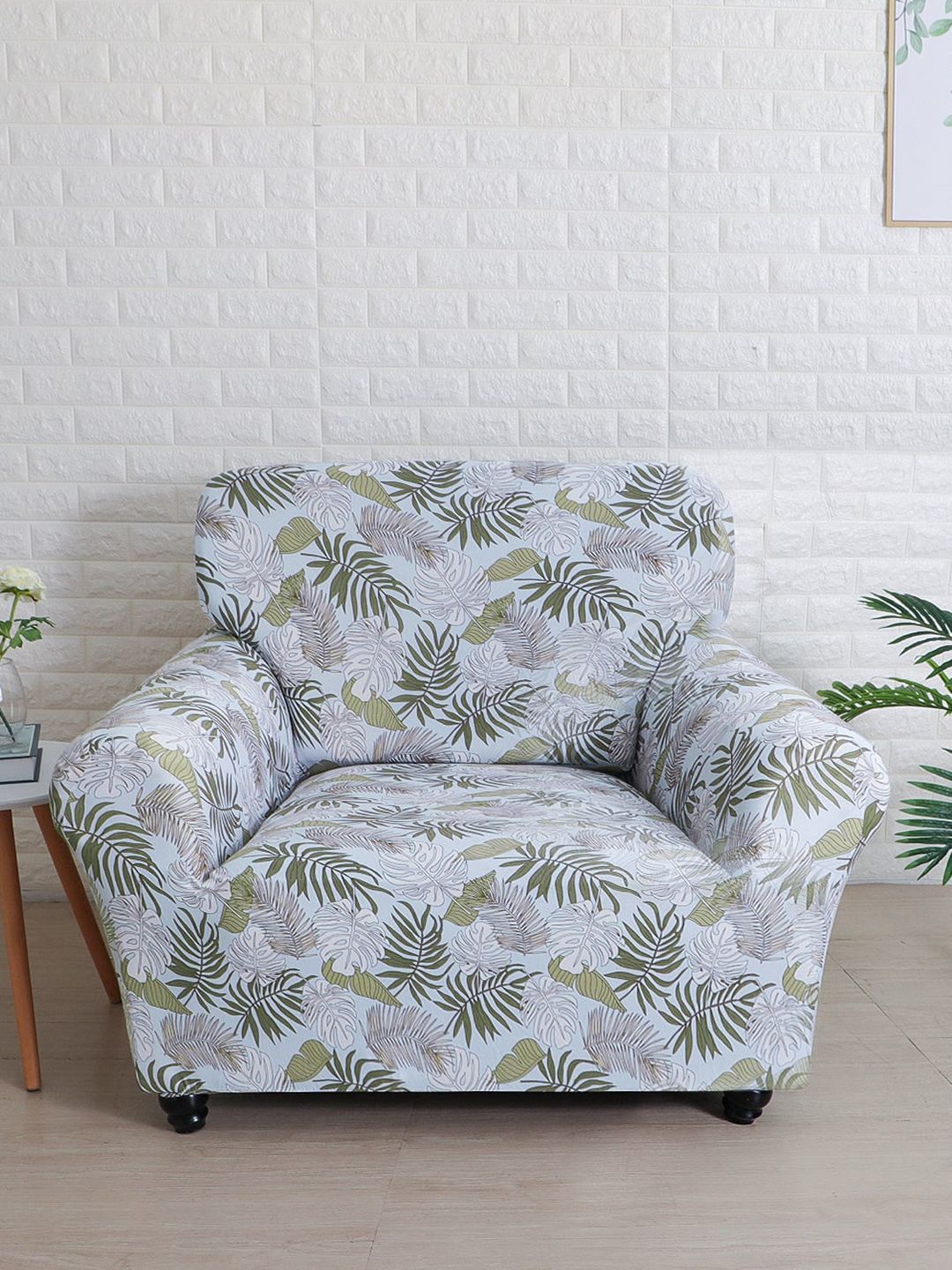 Athome by Nilkamal Off White & Green Printed 2 Seater Sofa Covers Price in India
