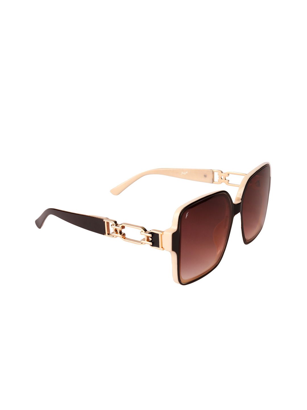 Floyd Unisex Brown Lens & Gold-Toned Square Sunglasses with UV Protected Lens Price in India