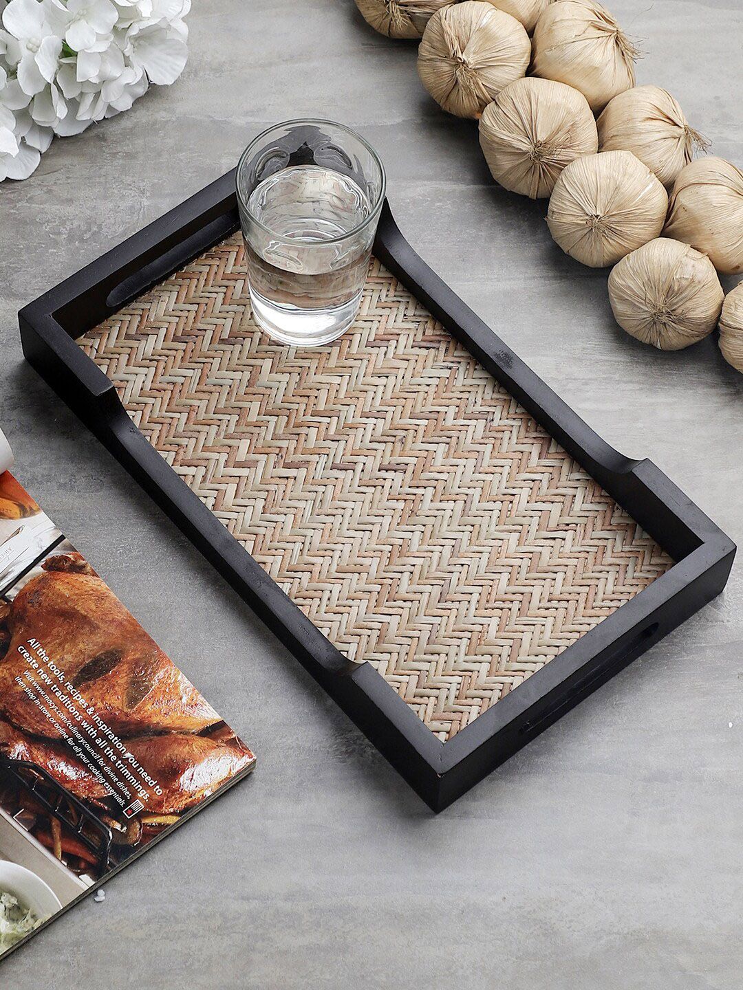 VarEesha Brown Bamboo Woven Small Wooden Tray Price in India