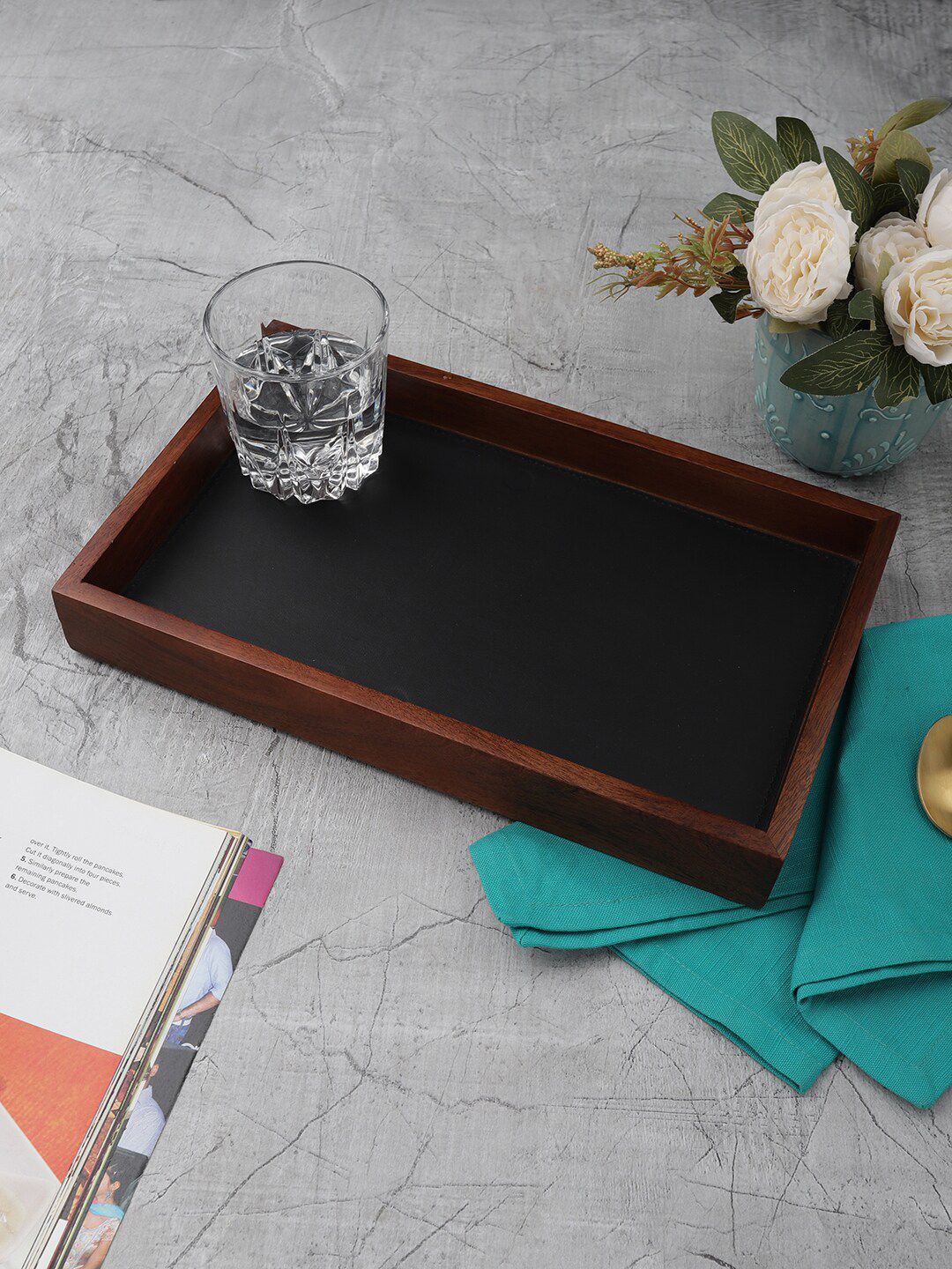 VarEesha Brown  Wooden Rectangular Tray Price in India