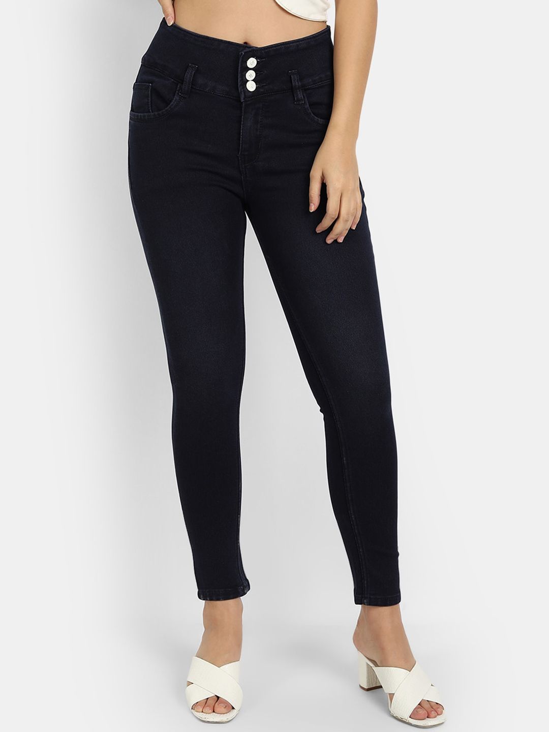 Next One Women Blue Comfort Skinny Fit High-Rise Jeans Price in India