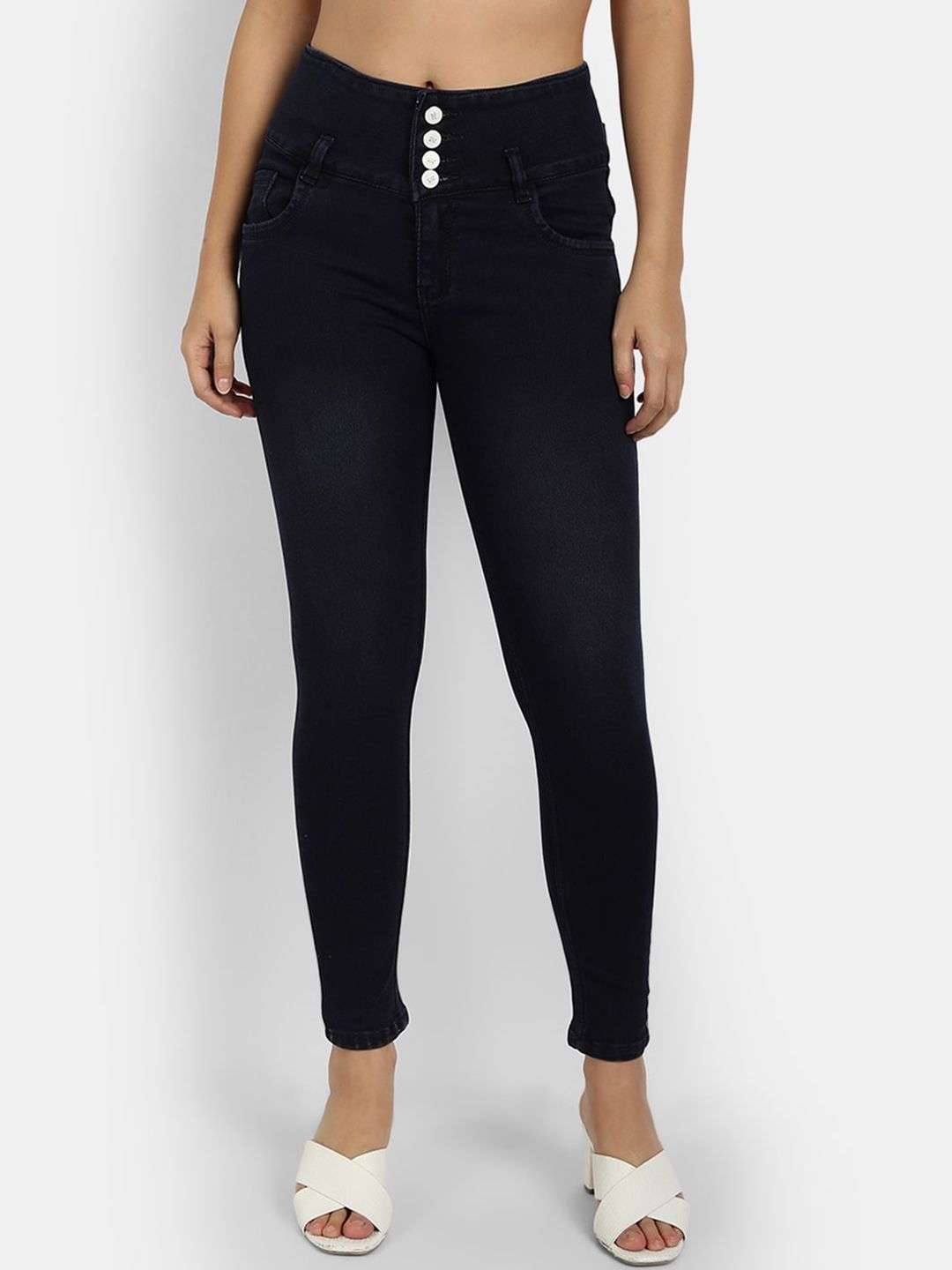 Next One Women Blue Comfort Skinny Fit High-Rise Jeans Price in India