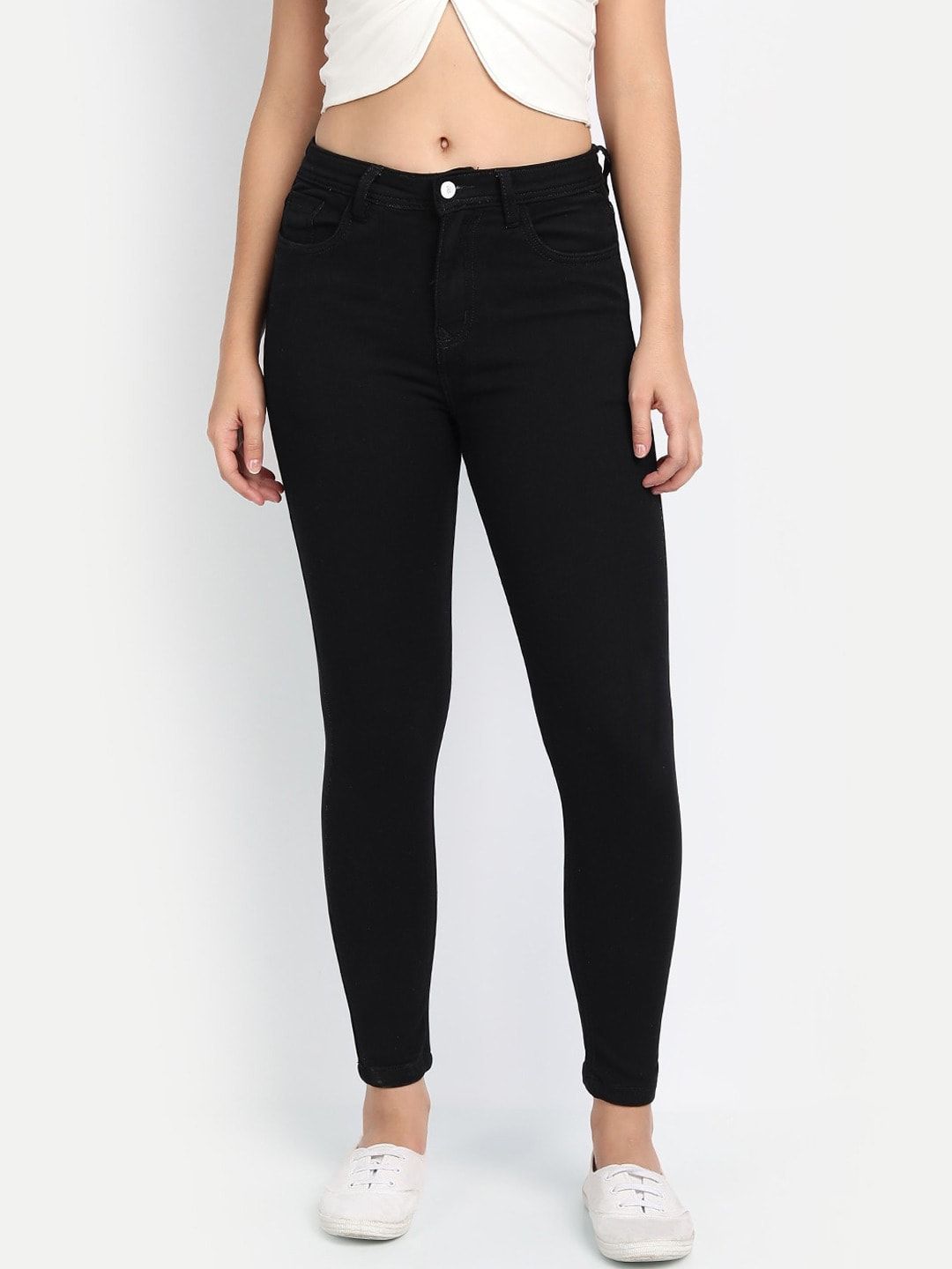 Next One Women Black Comfort Skinny Fit High-Rise Jeans Price in India