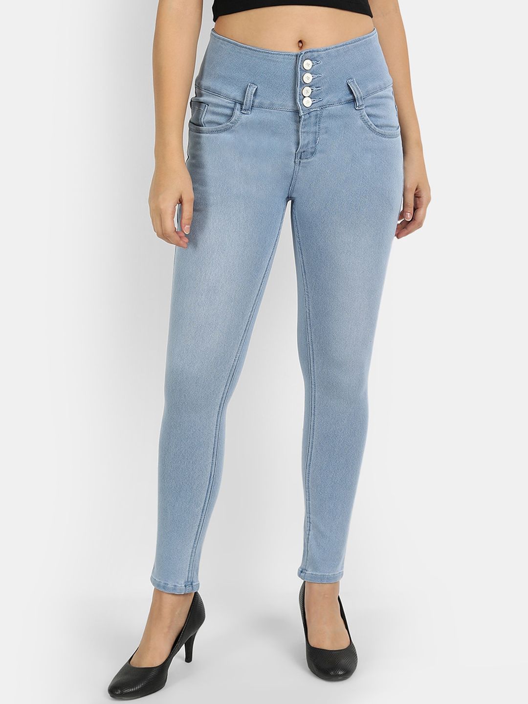 Next One Women Blue Comfort Skinny Fit High-Rise Jeans Price in India