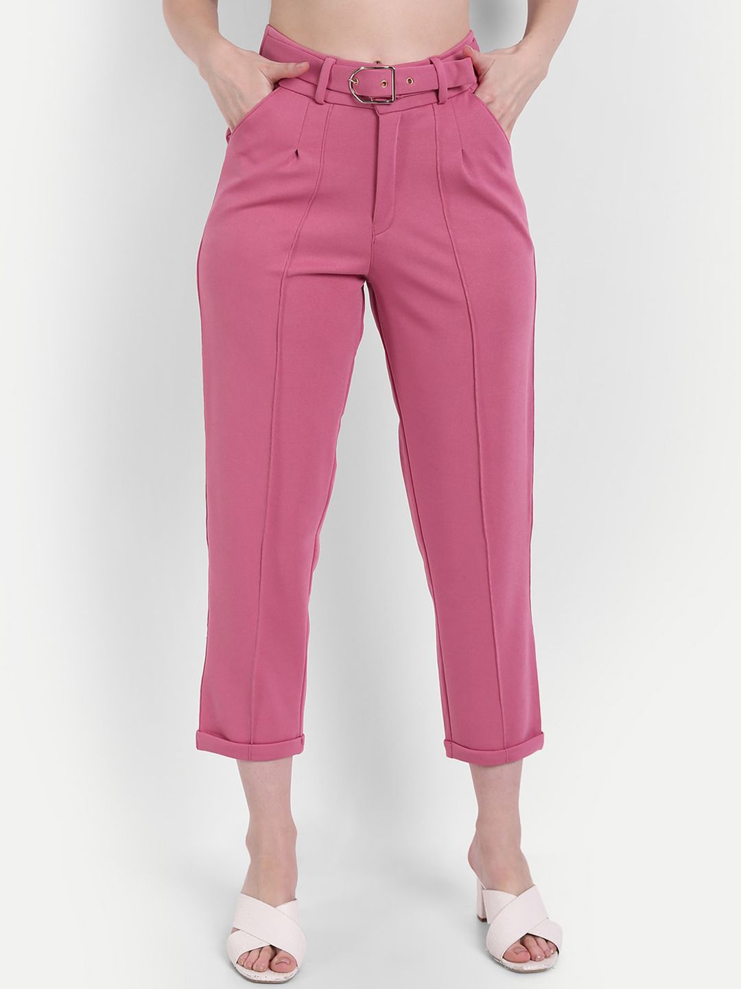 Next One Women Rose Straight Fit High-Rise Trousers Price in India