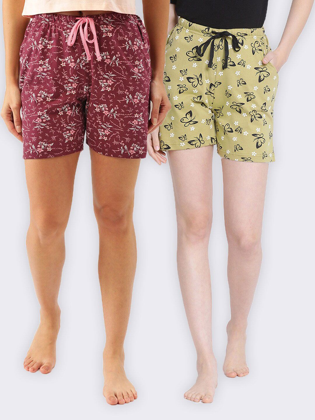 Kanvin Women Pack Of 2 Pure Cotton Lounge Shorts Price in India