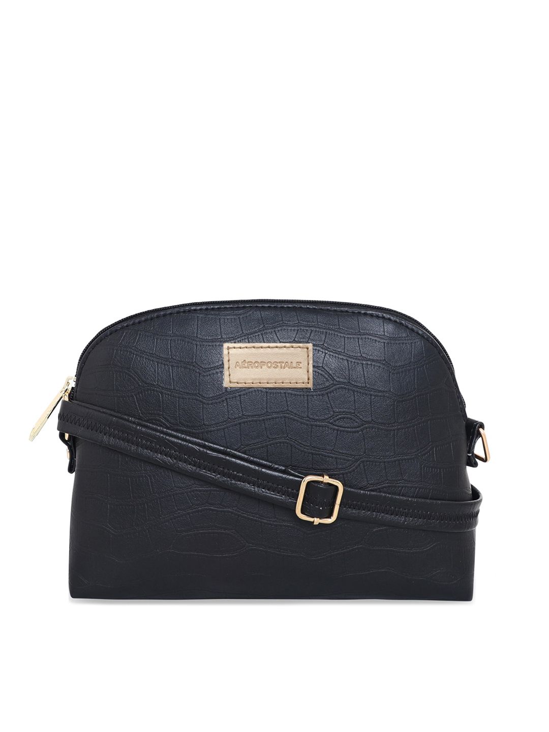 Aeropostale Black Structured Textured Sling Bag Price in India