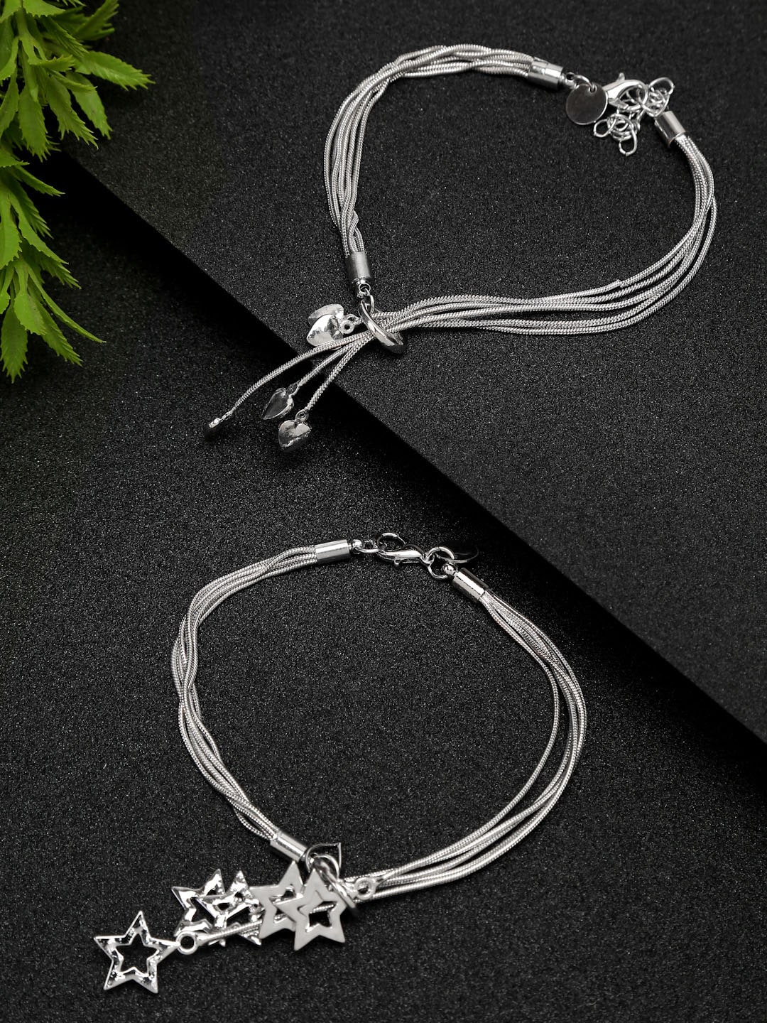 YouBella Women Pack of 2 Silver-Plated Kada Bracelet Price in India