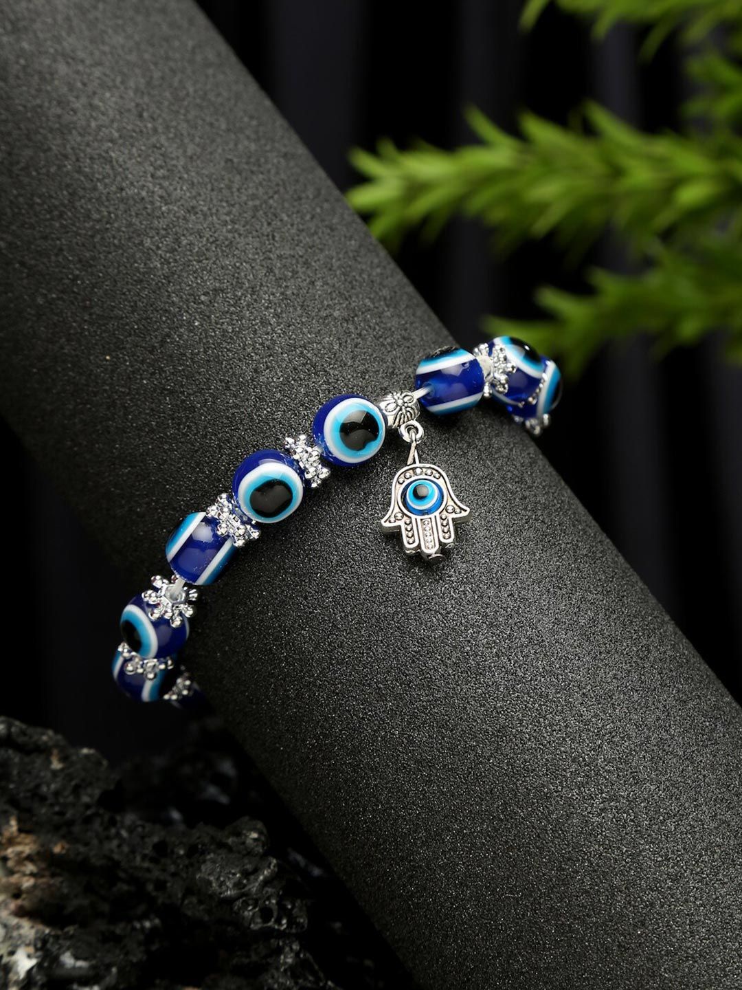 Celena Cole Women Blue & Silver-Toned Charm Bracelet Price in India