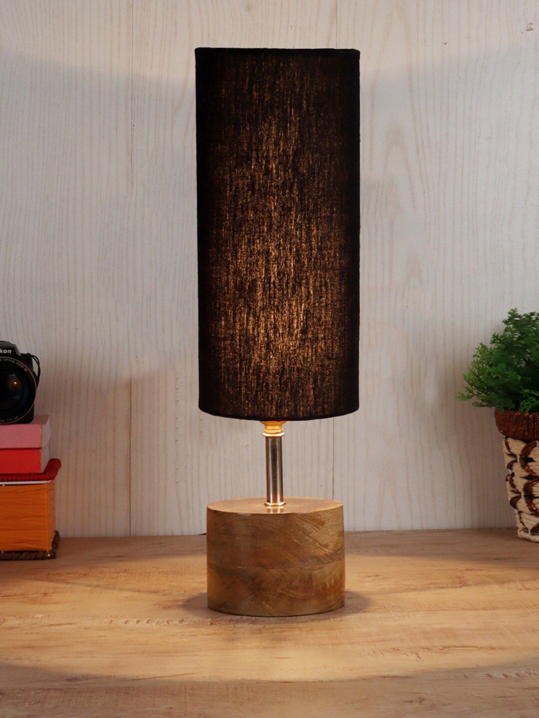 Devansh Black & Beige Traditional Table Lamp Price in India