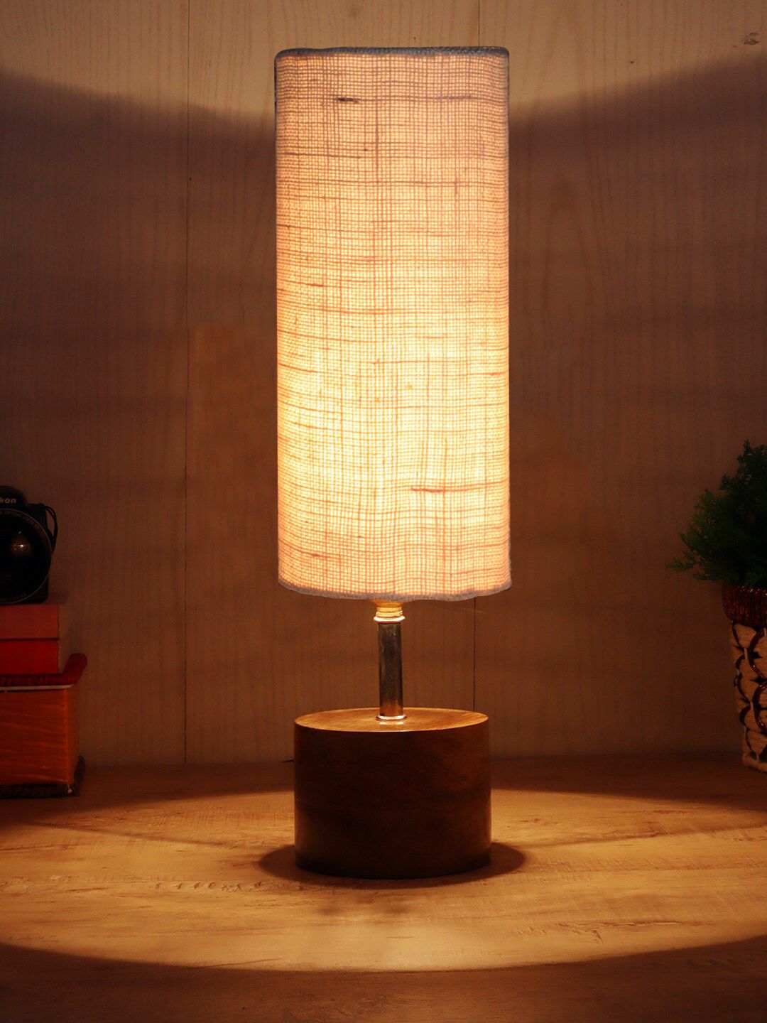 Devansh White & Beige Traditional Table Lamp Price in India