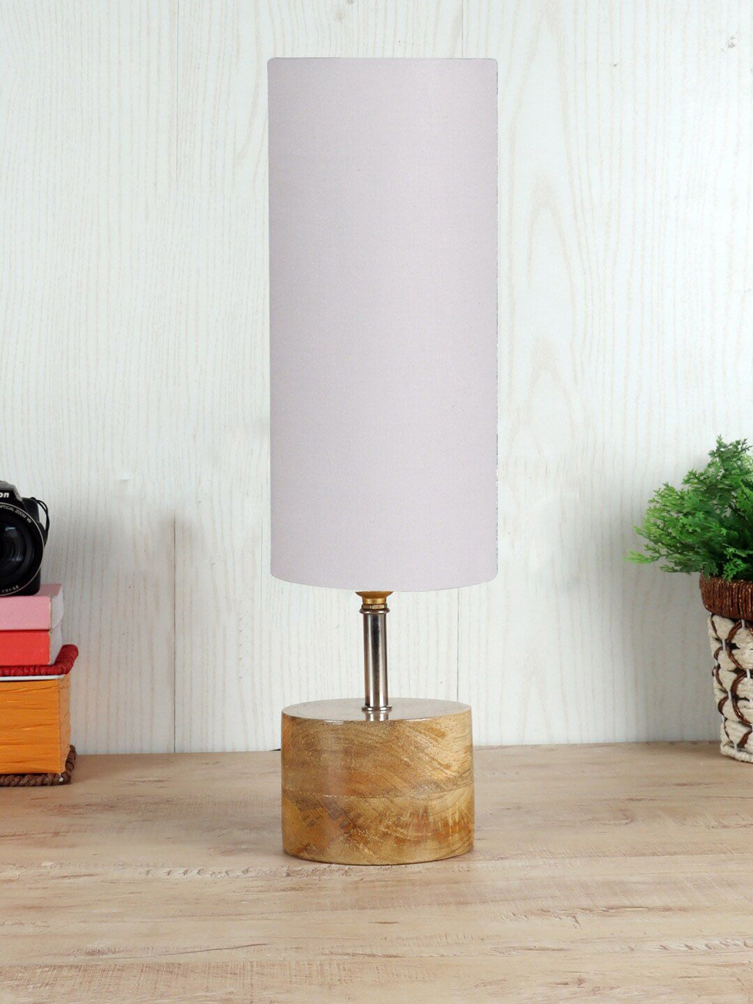 Devansh Grey & Beige Traditional Table Lamp Price in India