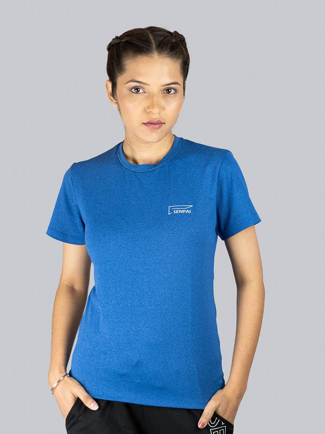 SENPAI Women Blue Solid T-shirt Price in India