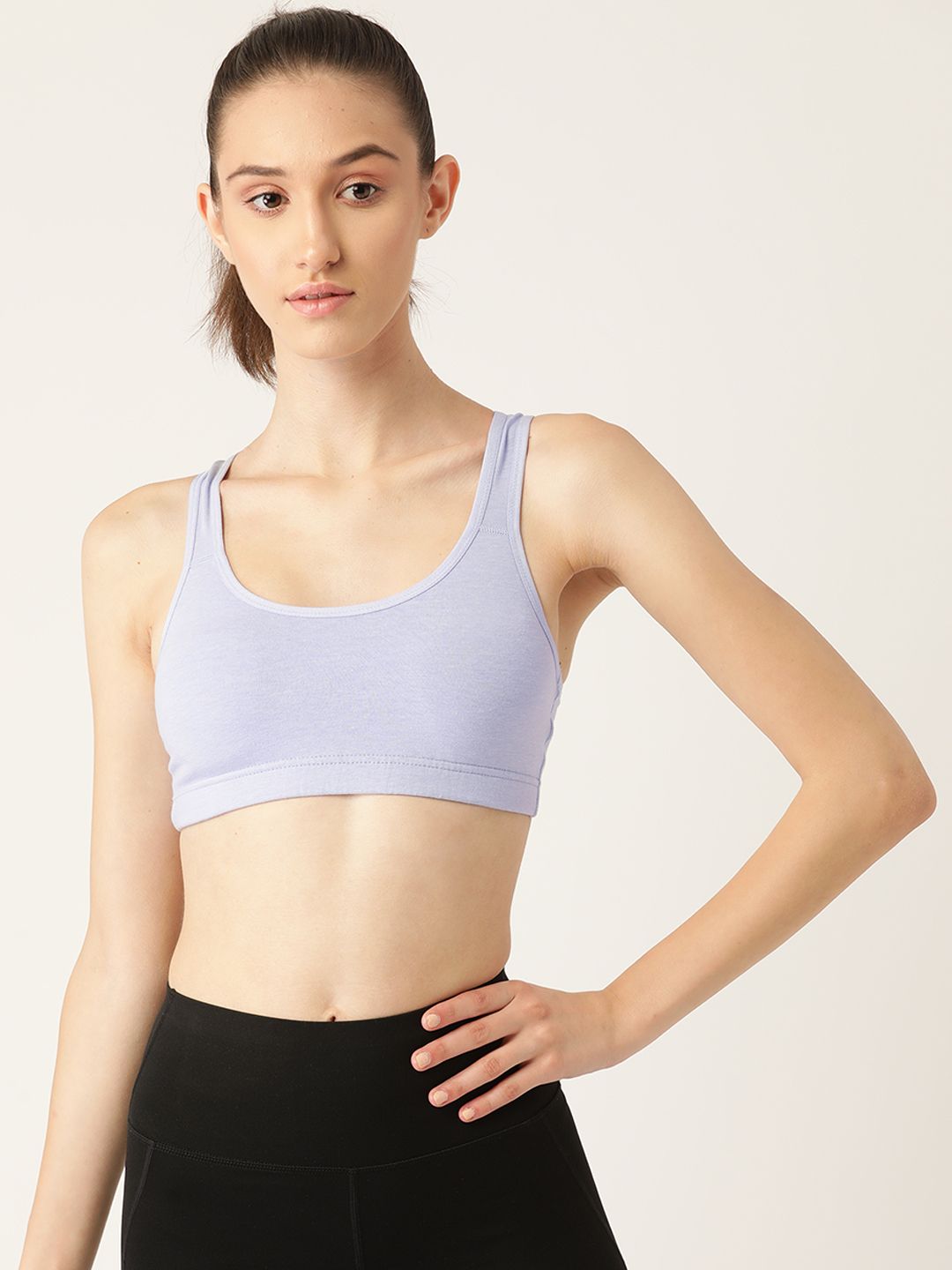 Lady Lyka Turquoise Blue Solid Cotton Sports Bra Price in India