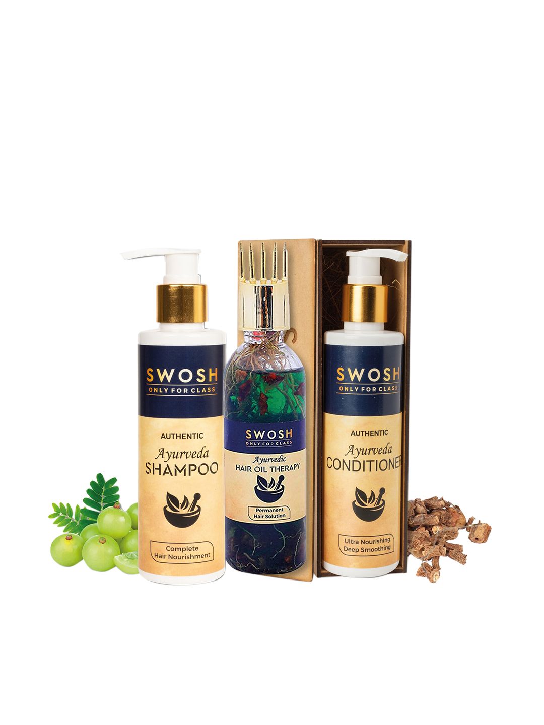 SWOSH Combo of Ayurvedic Shampoo 200 ml - Conditioner 200 ml - Hair Oil Therapy 100 ml Price in India