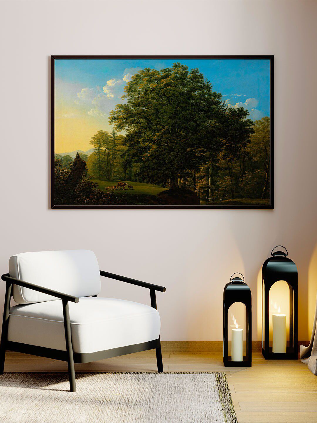 ARTSPACE Green & Blue Printed The Big Tree Canvas Painting Wall Art Price in India