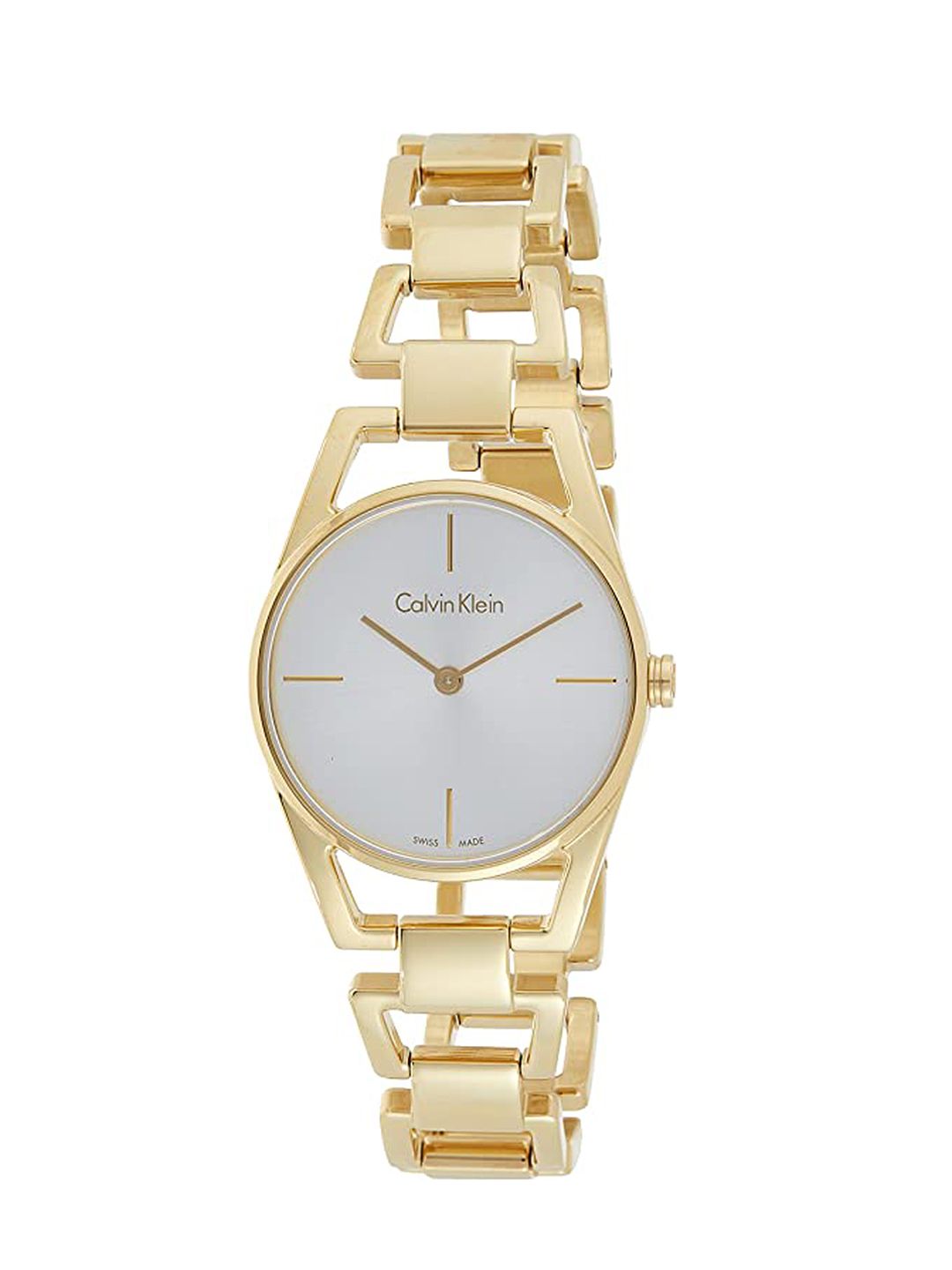 Calvin Klein Women Silver-Toned Dial & Gold Toned Bracelet Straps Analogue Watch K7L23546 Price in India