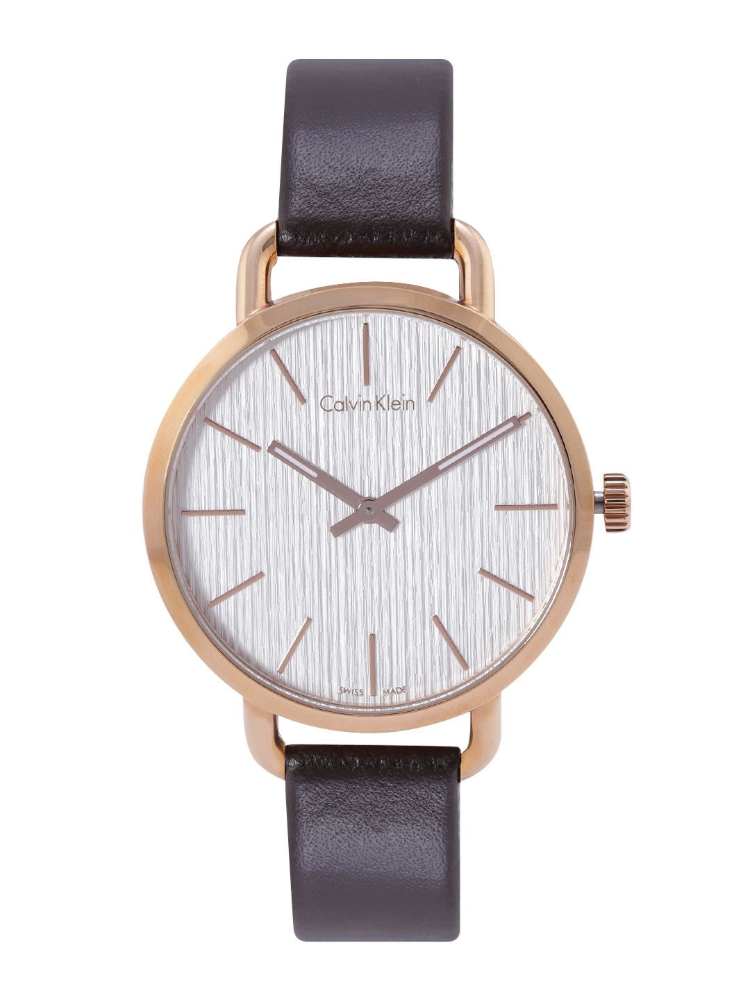 Calvin Klein Women White Dial & Brown Leather Straps Analogue Watch K7B236G6 Price in India