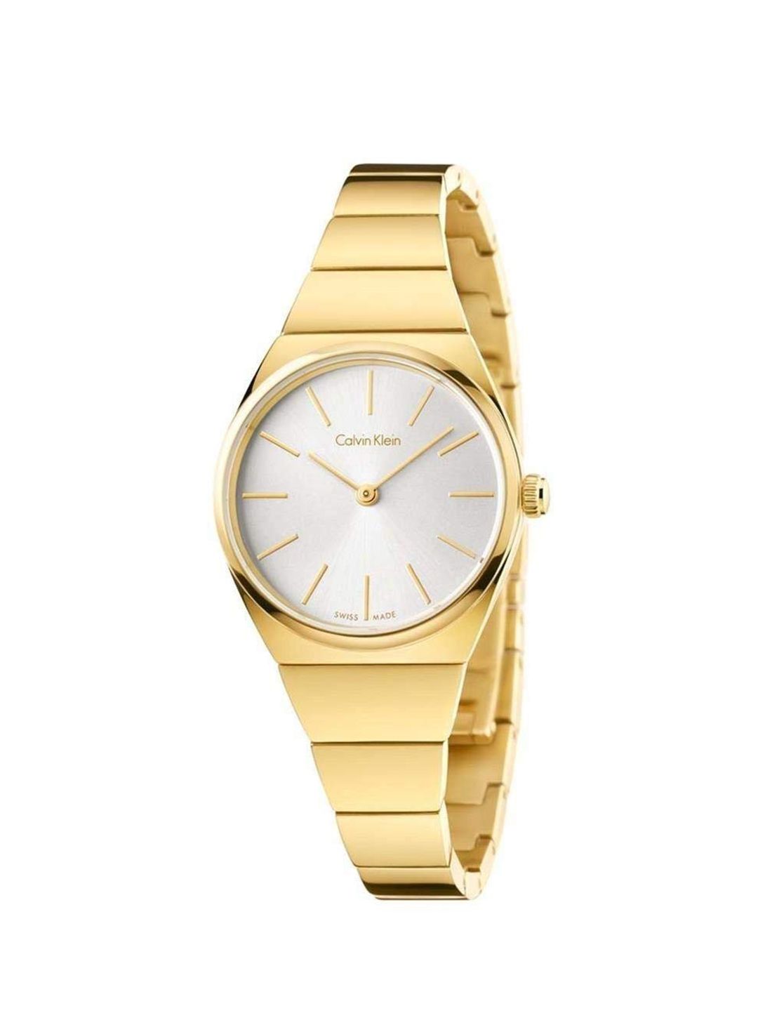 Calvin Klein Women Silver-Toned Dial & Gold Toned Bracelet Straps Analogue Watch K6C23546 Price in India