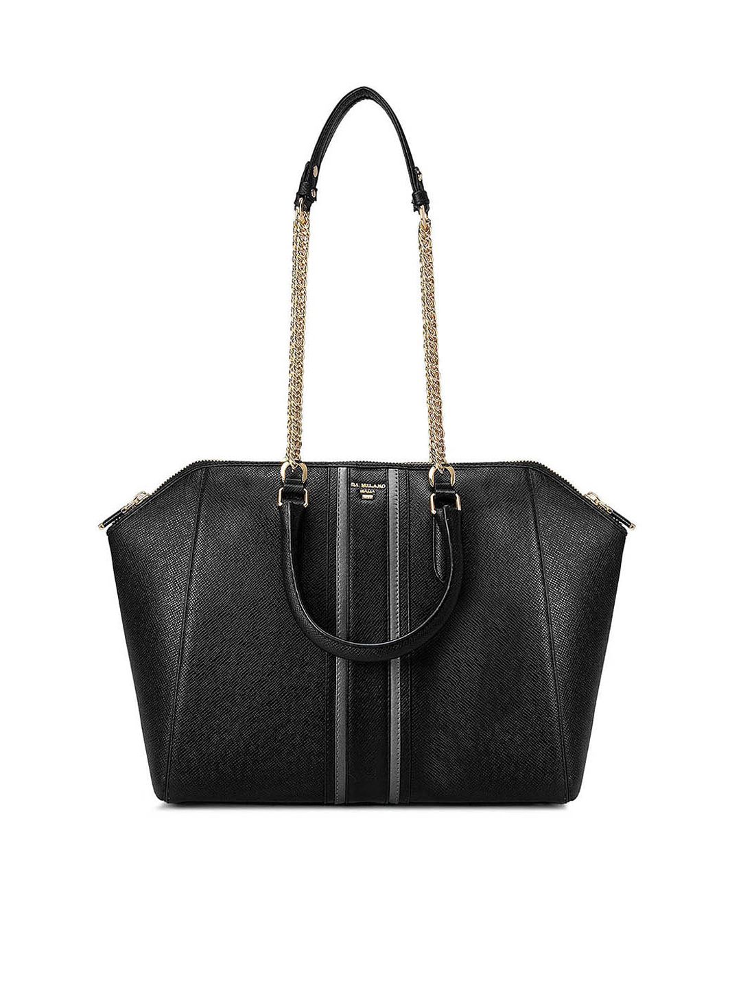 Da Milano Black Leather Structured Shoulder Bag Price in India