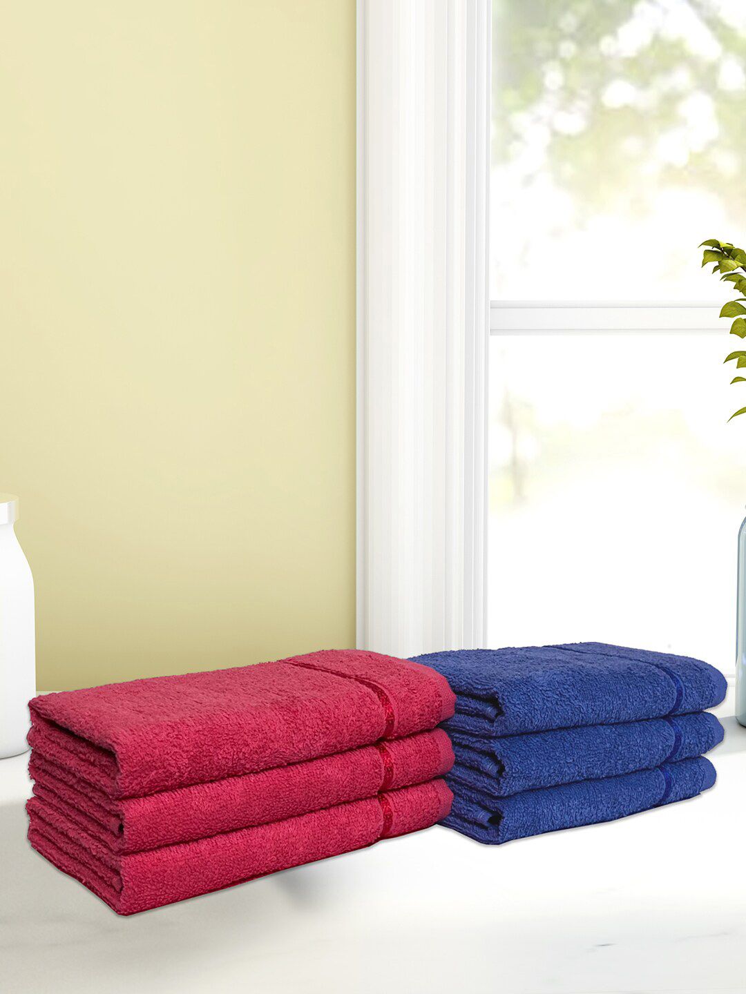 SPACES Set Of 6 Solid 380 GSM Pure Cotton Hand Towels Price in India