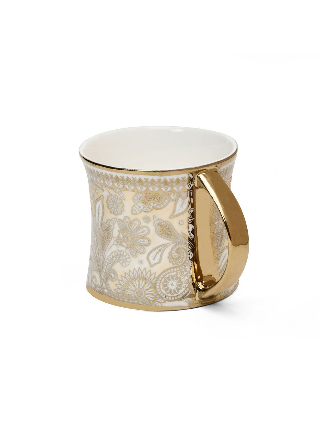 Athome by Nilkamal White & Gold-Toned Printed Ceramic Glossy Cups Set of Cups and Mugs Price in India