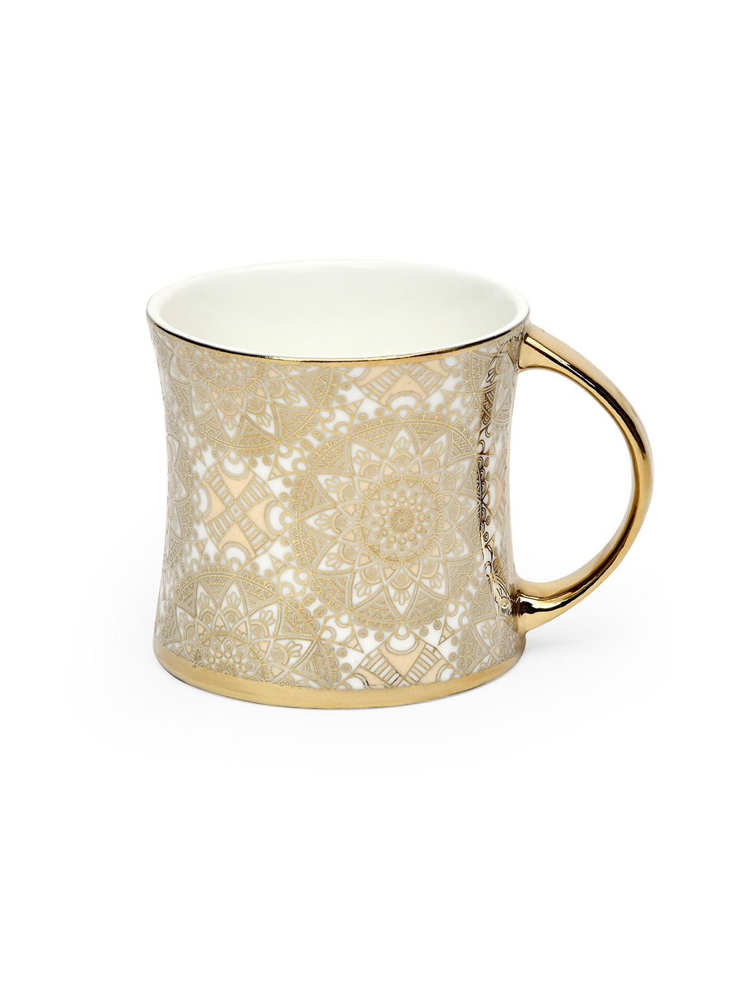 Athome by Nilkamal White & Gold-Toned Printed Ceramic Matte Cup Price in India